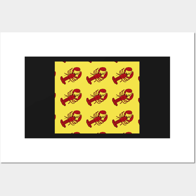 Red Lobsters on Yellow Background Lobster Sea Life Animal Boat Life Wall Art by gillys